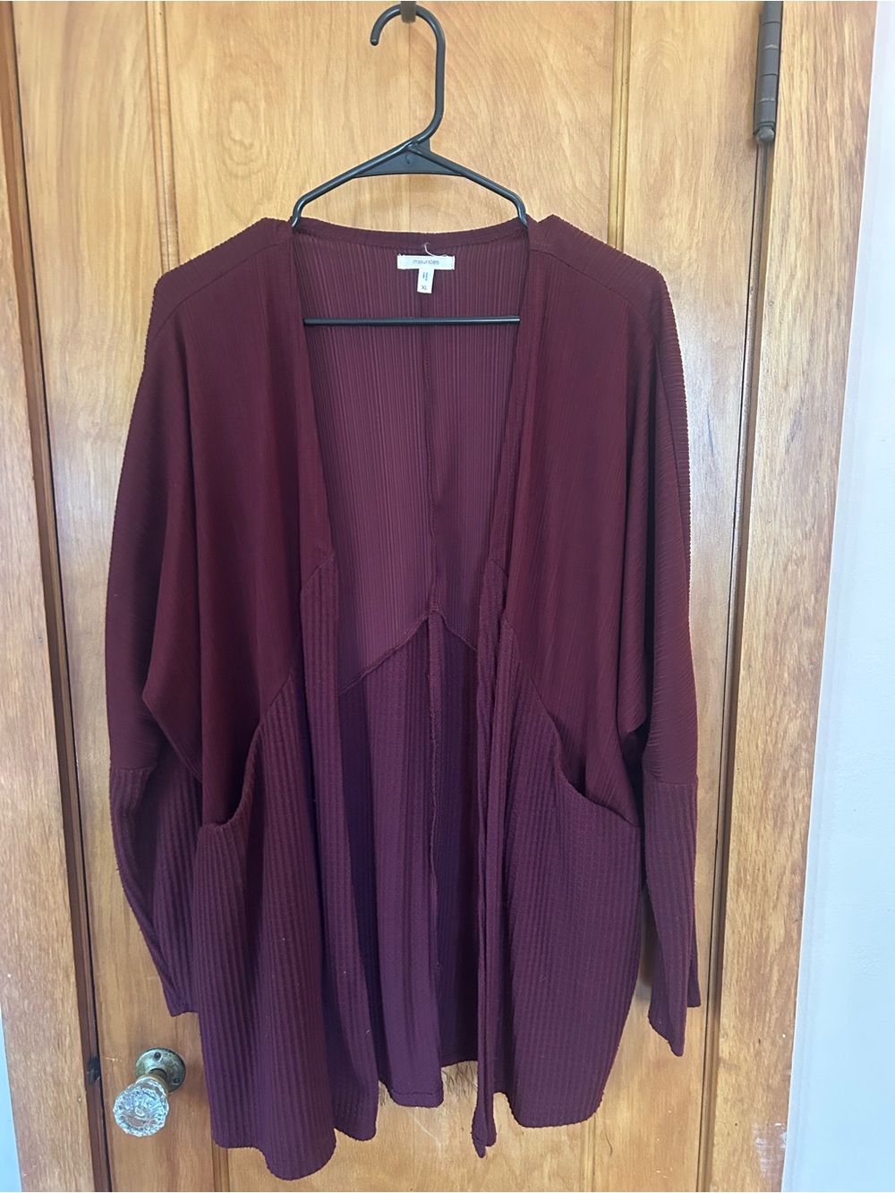 Maurices Open-Front Cardigan in Wine